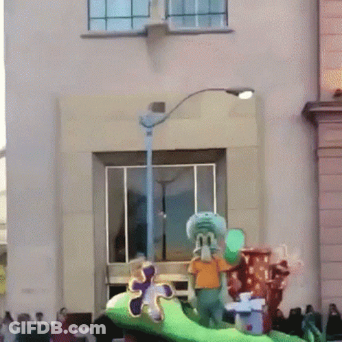 Squidward From Spongebob Squarepants On A Float GIF
