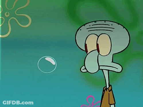 Squidward From Spongebob Squarepants Says " Uh Hi " In Front Of A Bubble GIF