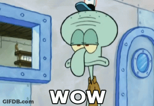 Squidward From Spongebob Squarepants Says Wow In Front Of A Window GIF