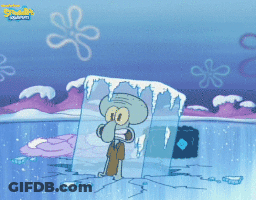 Squidward From Spongebob Squarepants Standing In Ice GIF