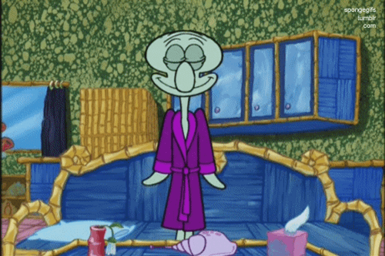 Squidward Future Happy Rich Bathrobe GIF