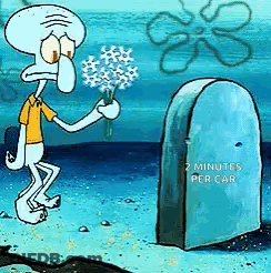 Squidward Giving Flowers To Grave GIF