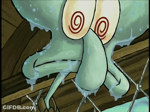 Squidward Hanging From Fence GIF