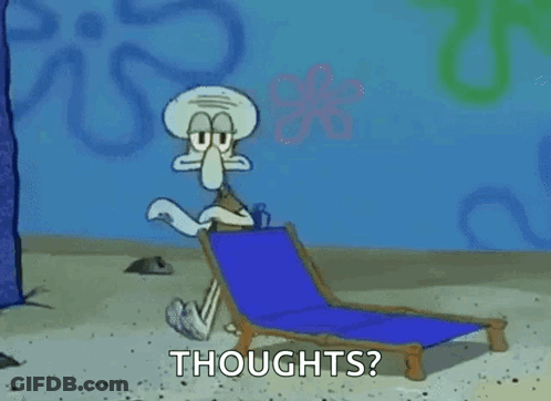 Squidward Holding Blue Box Asking Thoughts GIF