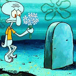 Squidward Holding Bouquet Of Flowers GIF