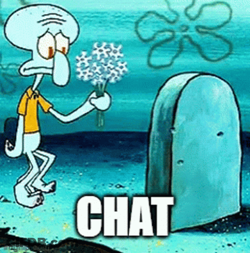 Squidward Holding Flowers At Grave GIF