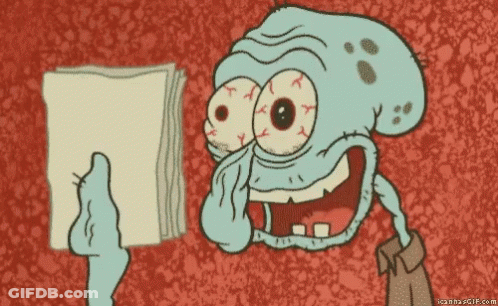 Squidward Holding Paper GIF