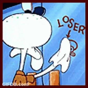Squidward Holding Paper Saying Loser GIF