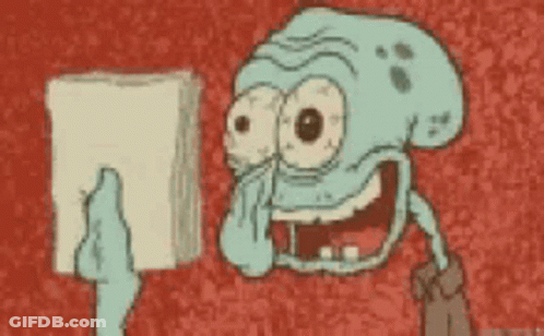 Squidward Holding Paper GIF