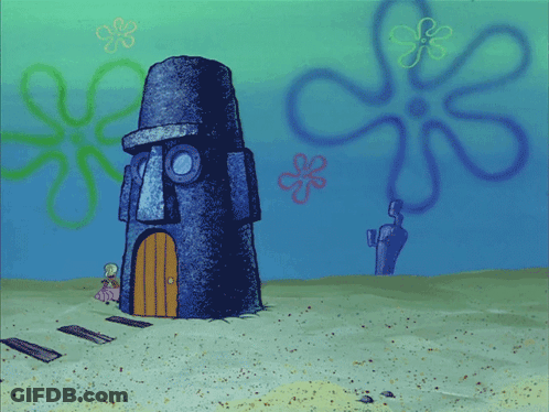Squidward Holding Stuffed Animal GIF