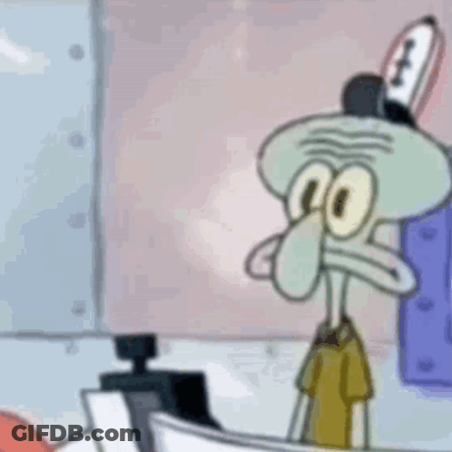Squidward Holding Toothbrush In Mouth GIF