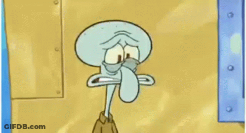 Squidward Holding Water Bottle In Brain GIF