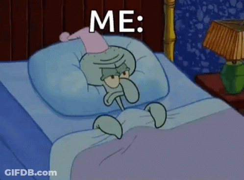 Squidward In Bed Wearing Pink Hat GIF