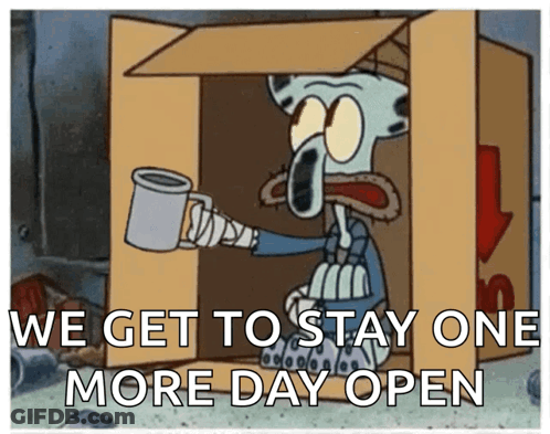 Squidward In Cardboard Box Holding Coffee GIF