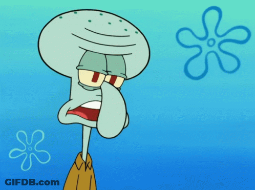 Squidward In Front Of Blue Flower GIF