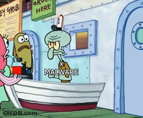 Squidward In Front Of Order Here Sign GIF