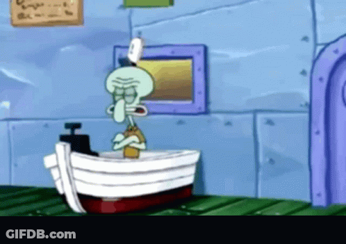 Squidward In Small Boat GIF