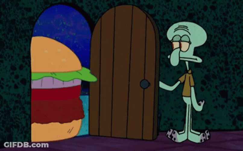 Squidward Kissing And Hugging Burger GIF
