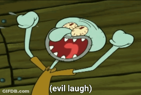 Squidward Laughing With Mouth Open GIF