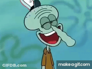 Squidward Laughing With Mouth Open GIF