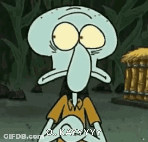 Squidward Making Funny Face Holding Something GIF