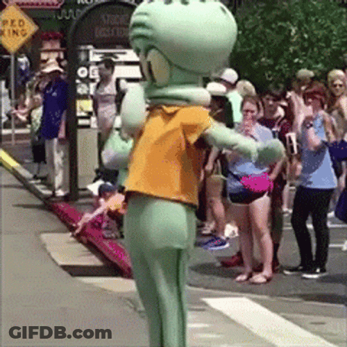 Squidward Mascot Dancing In A Street GIF
