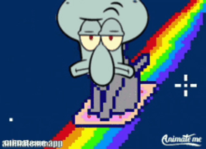 Squidward Nyan Cat Spongebob Rainbow GIF