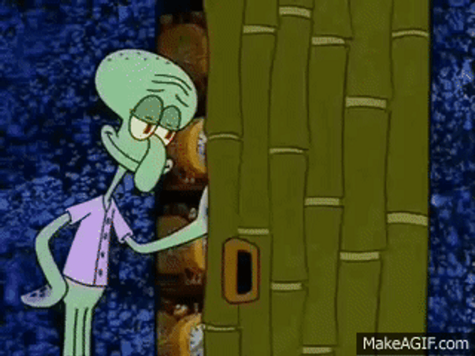 Squidward Opening Alarm Clock Closet GIF