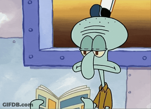 Squidward Reading Book Eyes Closed GIF