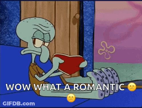 Squidward Reading Book Wow What A Romantic GIF