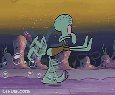 Squidward Running Through Water GIF