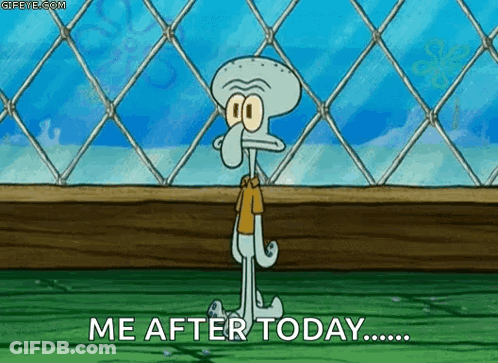 Squidward Saying Me After Today By Chain Link Fence GIF