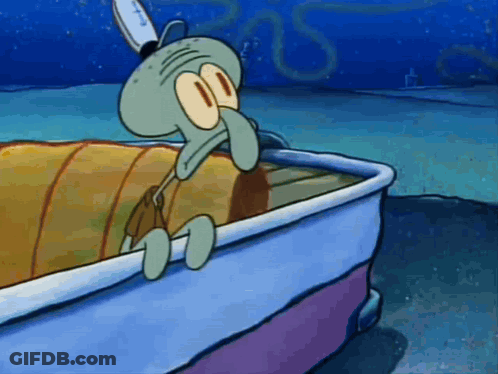 Squidward Sitting In Boat In Ocean GIF