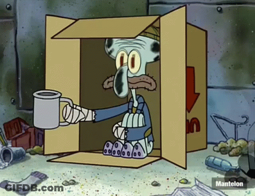 Squidward Sitting In Cardboard Box GIF