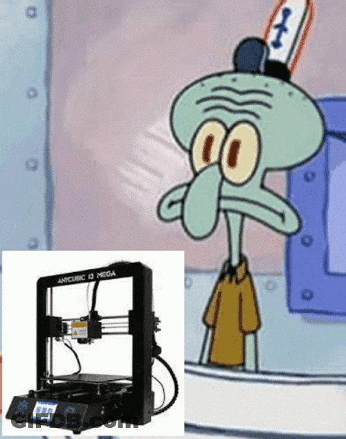 Squidward Slamming His Head On 3D Printing Machine GIF