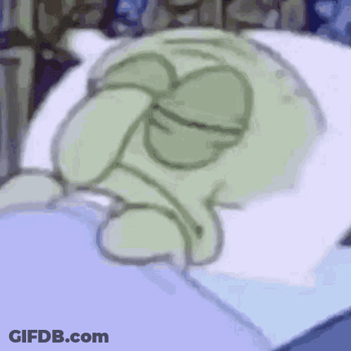 Squidward Sleeping In Bed With Eyes Closed GIF