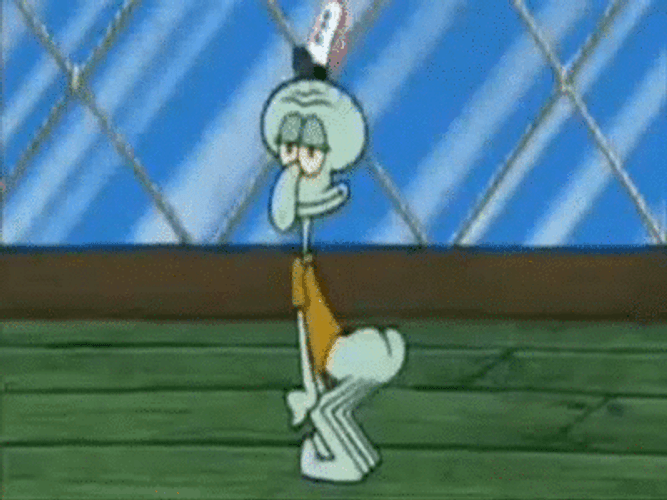 Squidward Smiling And Wiggling Butt GIF