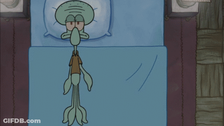 Squidward Squid Rolling Over The Bed GIF