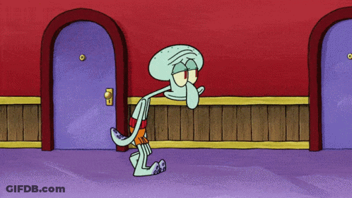 Squidward Standing In Front Of Door GIF