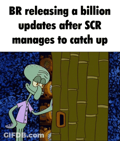 Squidward Standing In Front Of Door Saying Br Releasing A Billion GIF
