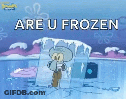 Squidward Standing In Front Of Frozen Iceberg GIF