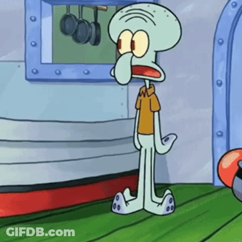 Squidward Standing In Front Of Window With Pots GIF