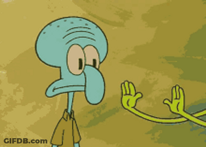 Squidward Stare Spongebob Rainbow Hands Magic GIF