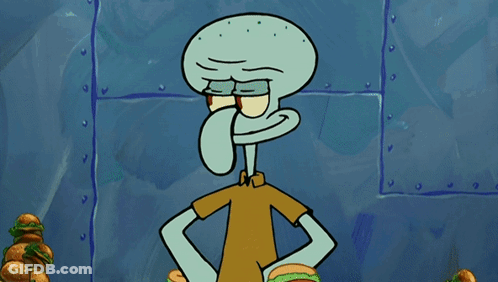 Squidward Surrounded By Hamburgers GIF