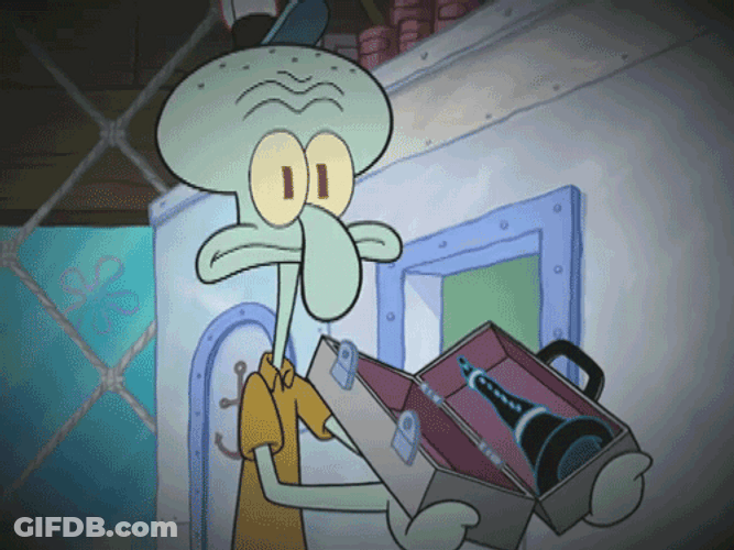 Squidward Tentacles Closing Clarinet Case GIF