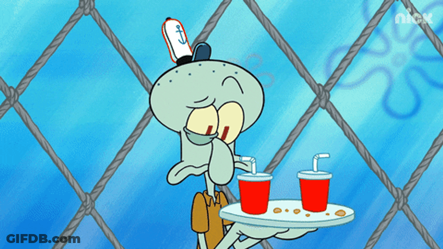 Squidward Tentacles Getting Splashed GIF