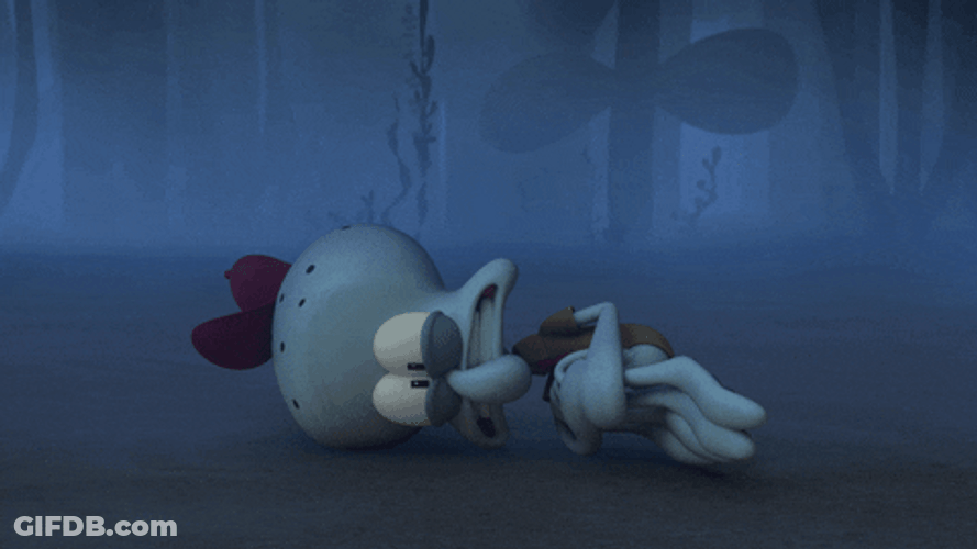 Squidward Tentacles Hugging Himself GIF