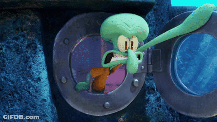Squidward Tentacles Hurting Tentacle From Closing Window GIF