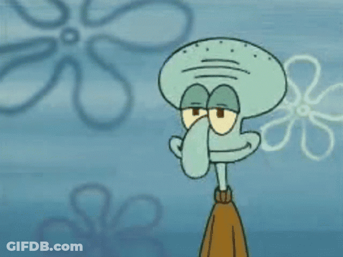 Squidward Tentacles Losing His Smile GIF
