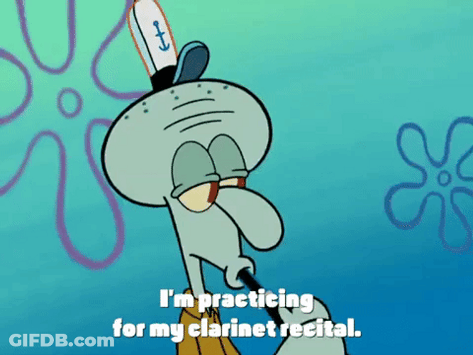 Squidward Tentacles Practicing For Clarinet Recital GIF